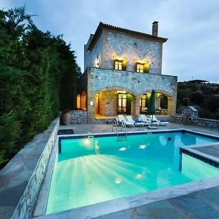Sofia, Luxury Stone In With Private Pool, Bbq And Amazing Sea View Villa Stoupa
